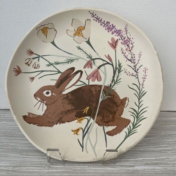 Target Threshold Bunny Rabbit Flowers Melamine Salad Plate Brown 8 5/8" 2021 - Picture 1 of 6